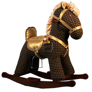 راکر اسب کودک چوبی طرح دار طلایی - مشکی -اسباب بازی